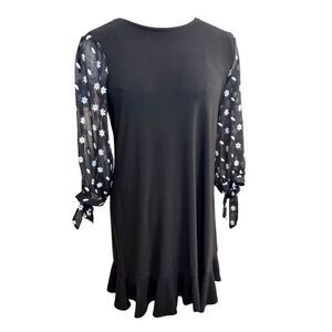 CeCe Crew Neck 3/4 Puffed Floral Sleeve Dress Medium Event Occasion